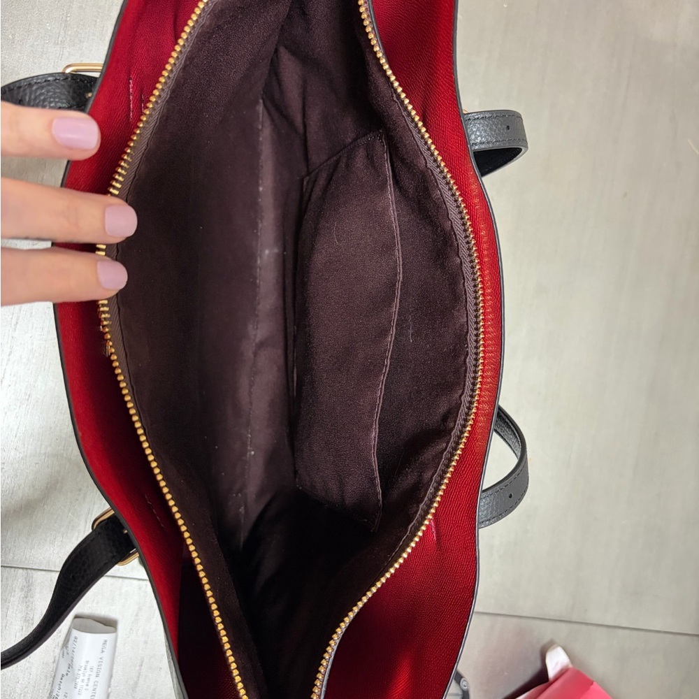 Coach Black Leather Tote with Red Interior (Mollie Tote) - Picture 3 of 7